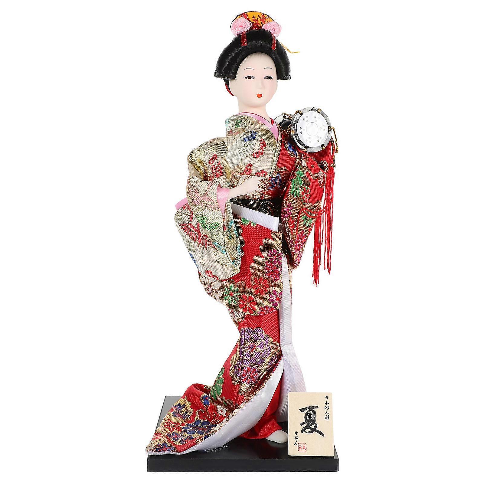 Japanese Souvenirs Kimono Doll Ornament for Art Collectors Indoor Display Multi Color 30.00X12.50X12.50cm Decoration 1Set