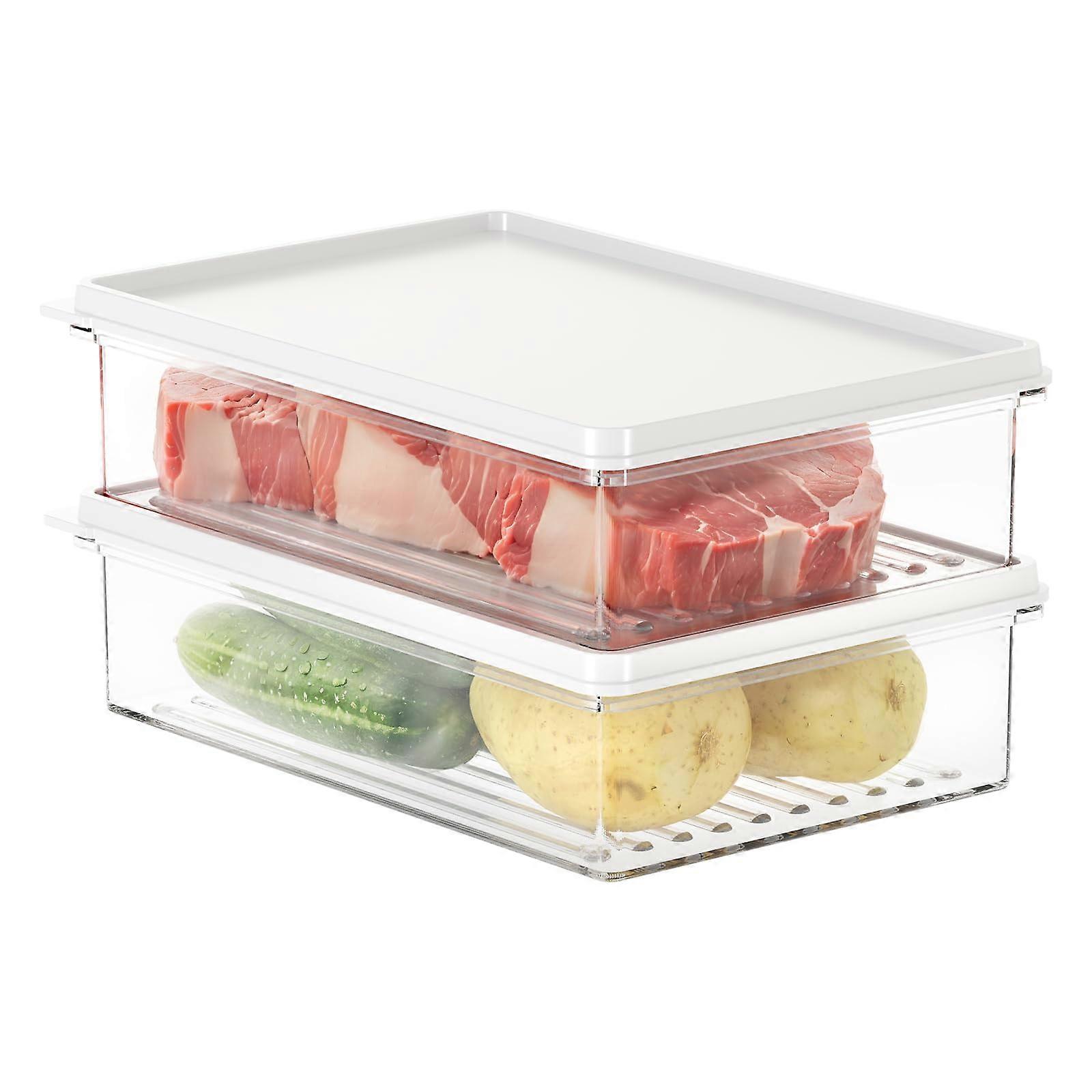 Cold Meat Boxes For Refrigerator Storage, Meat Storage Containers, BPA Free, Strong Seal, Stackable, Pack Of 2