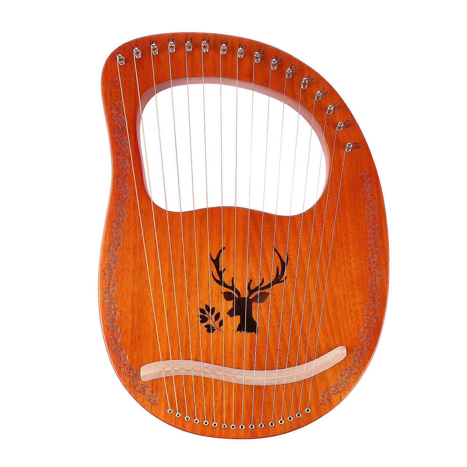 Folk Musical Instrument Lyre Harp Music Cultivation Handheld Traditional Western Design Orange 1Set