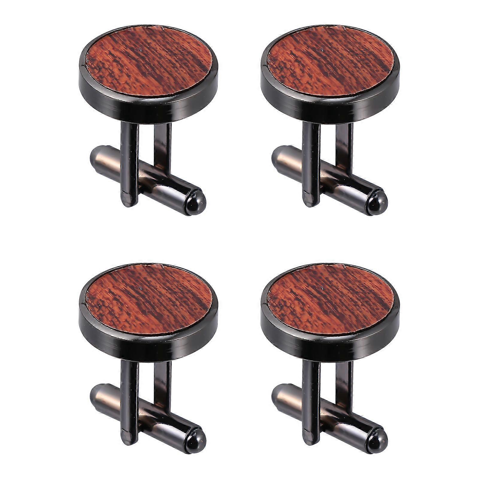 ラウンドカフスメンズフレンチシャツデコレーション1.65X1.65CM 2ペアブラウン木製