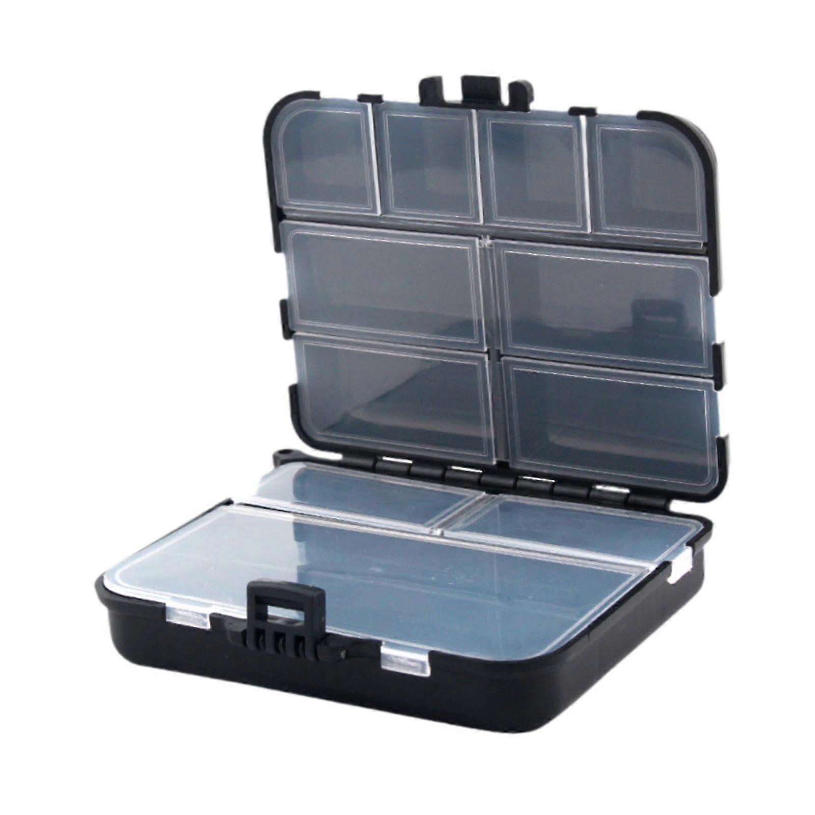 Fishing Tackle Box Dual-Sided Storage Container with Multi-Use Capacity for Baits and Fishing Tools, Black