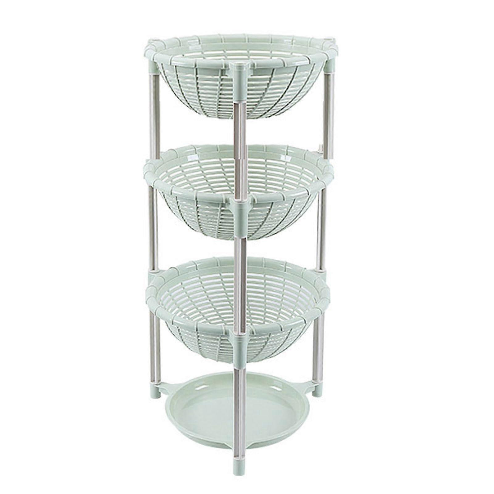 Kitchen shelf base  storage shelf Removable multilayer plastic basket Spacesaving for fruits and vegetables Green