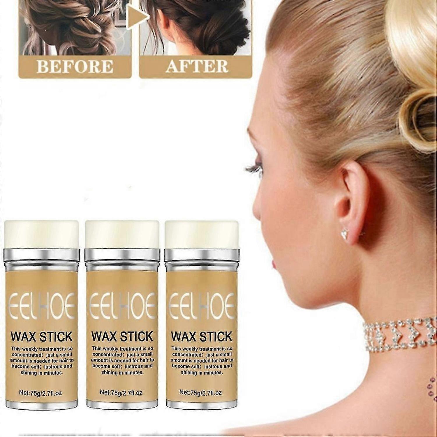 3pcs Haarwachs Stick Wachs Stick für glatte Haarperücken, nicht fettendes Styling Wachs für Fly-Away und Edge Frizz