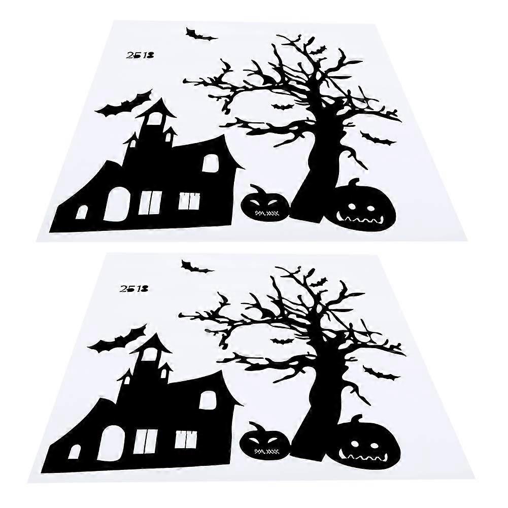 Halloween bats pumpkin pattern PVC wall stickers 2 sets removable decorations for haunted house themed room decor for party background festival