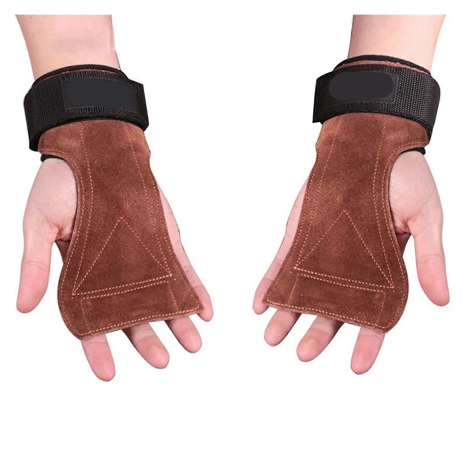 Fitness Gloves Non-Slip Weightlifting Grips with Palm Protection for Deadlifts and Workouts - 2 Pack Coffee Color