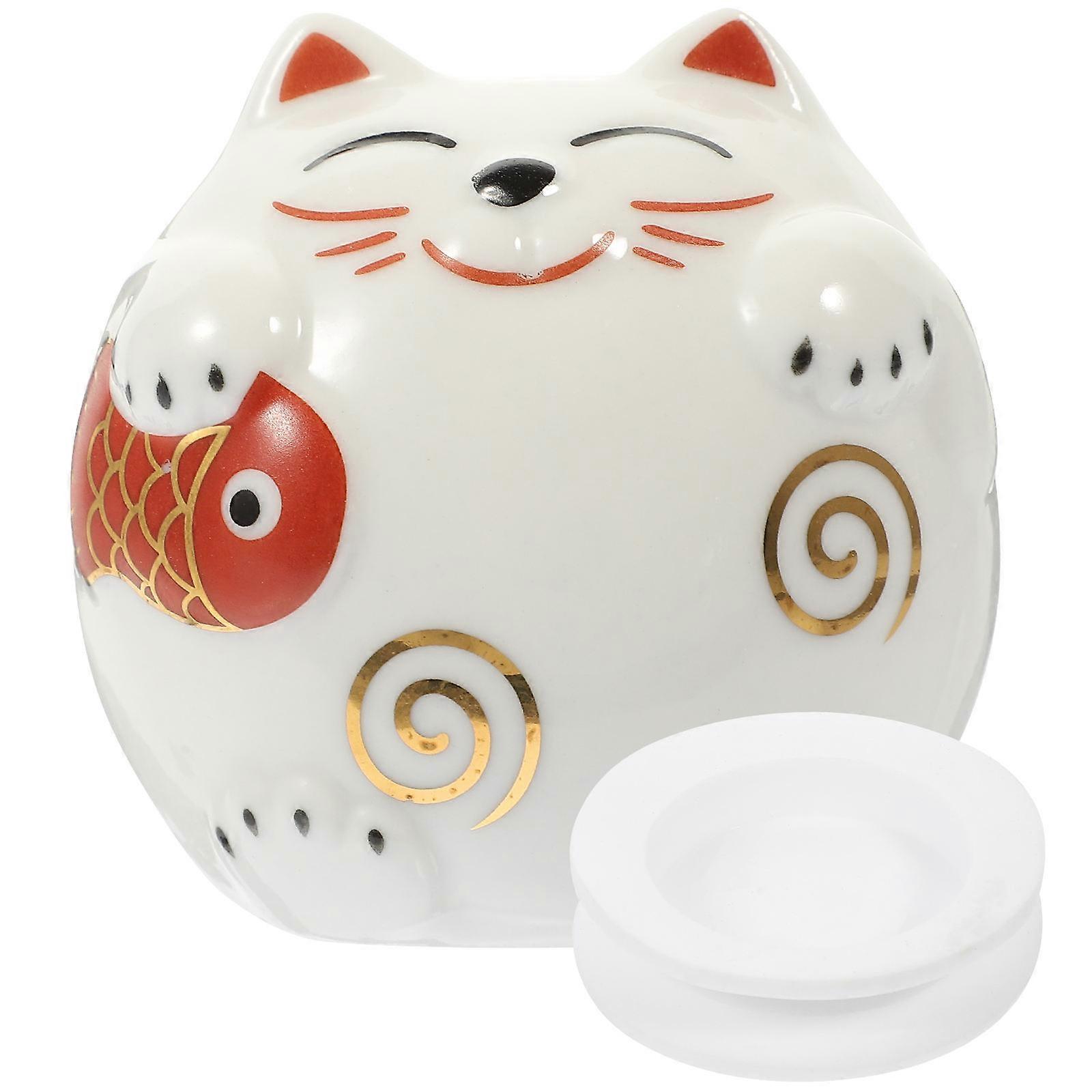 Piggy Bank For Children Ceramic Cat Shape Money Saving Box Home Decor Simple and Cute Design 7X7X6.5CM 1Set