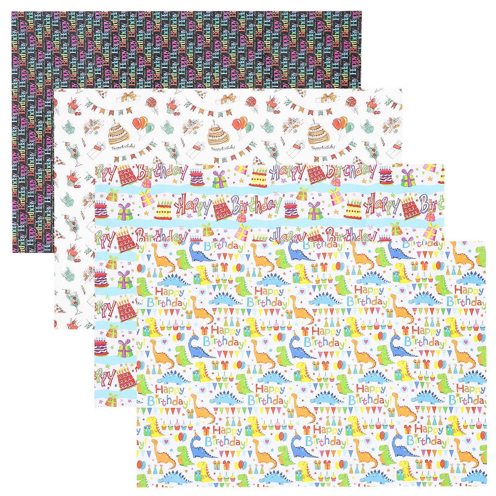Birthdays Kraft Paper Wrapping Papers Multi Colored 4 Sheets