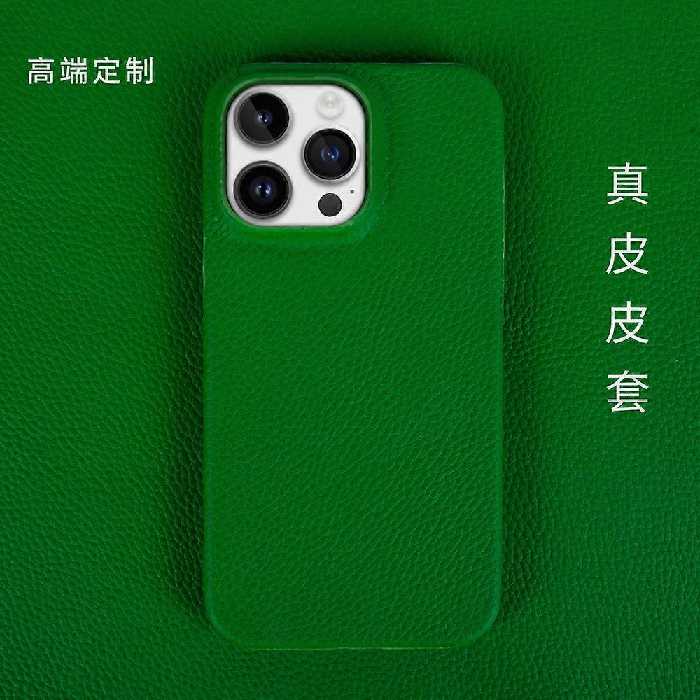 Case For Iphone 13 Green Leather No3461
