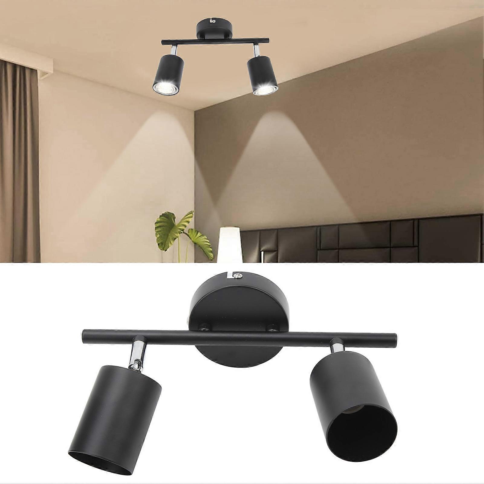 LED Track Light Kit 2 Heads 10.8in Track 90 Degrees Rotatable 2 Light Track Lighting Kit for GU10 Bulb Ceiling