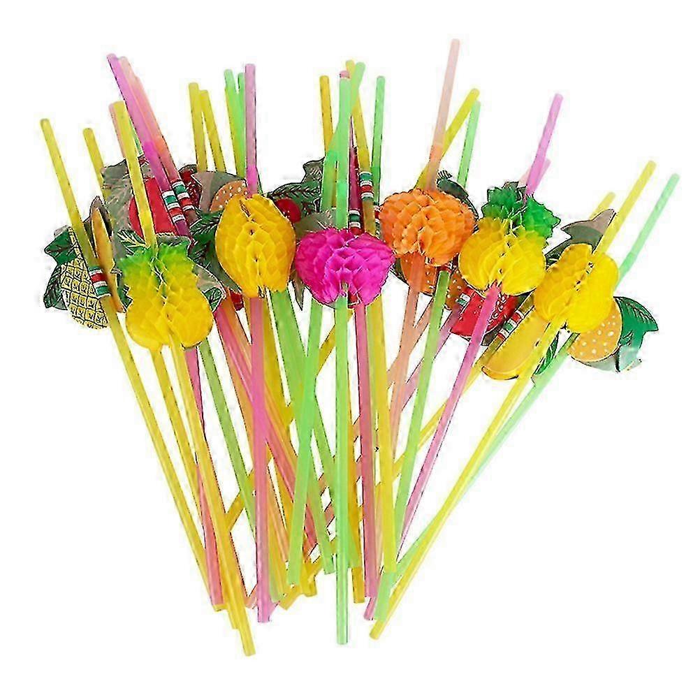 60Pcs Fruit-shaped Drinking Straws for Cold Beverages and Summer Parties