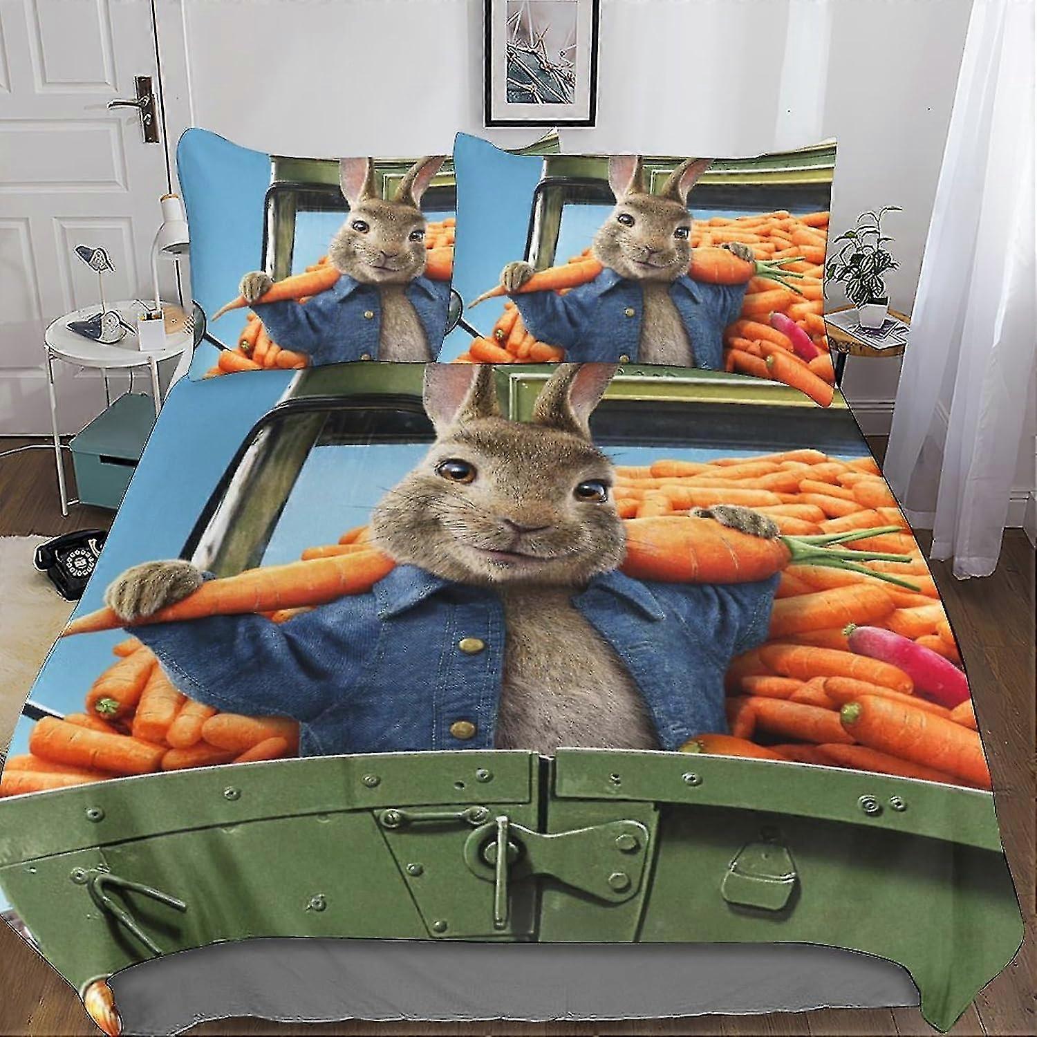 Set copripiumino in morbida microfibra con stampa animalier per bambini - 3 pezzi con federe e chiusura a cerniera