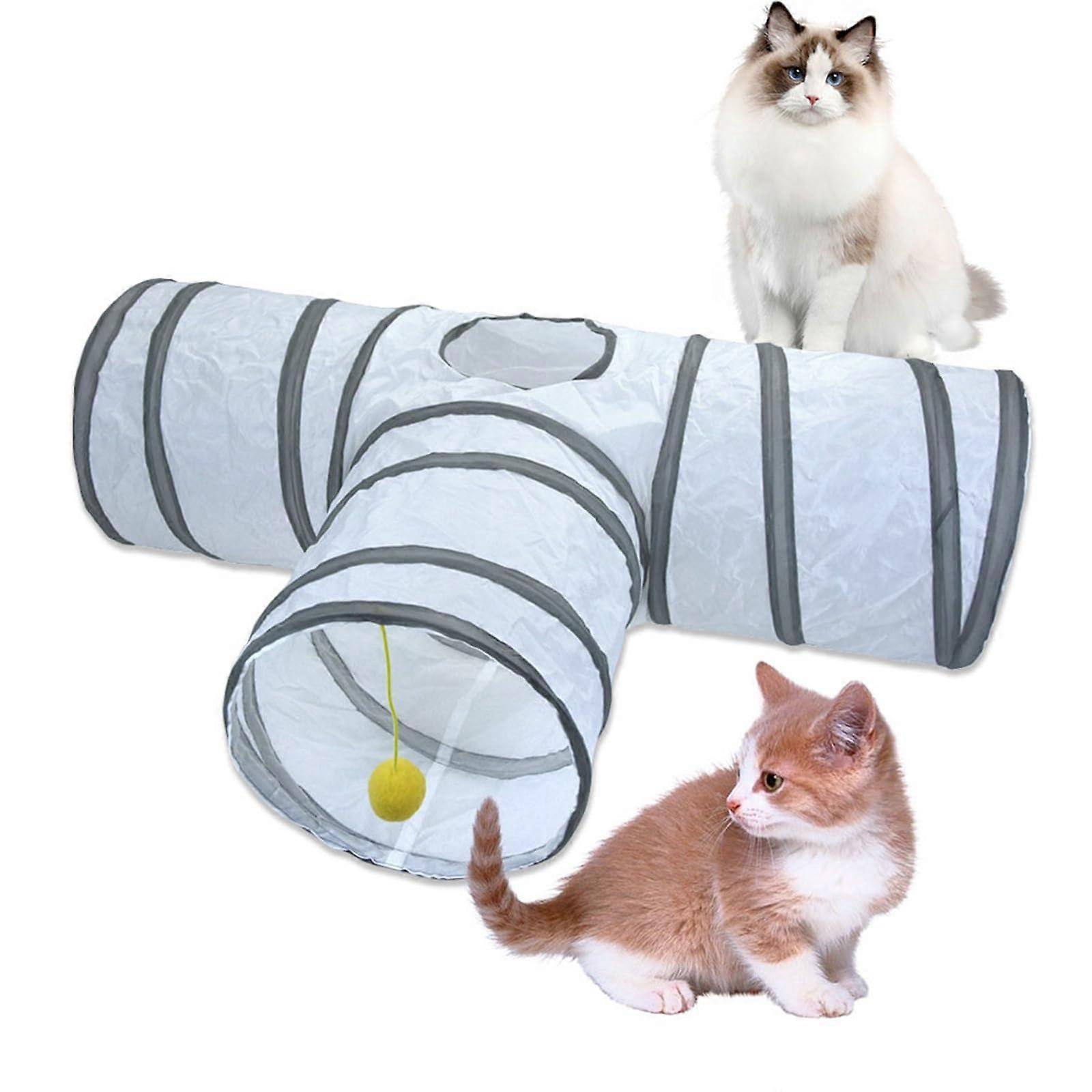 Cat Tunnel, Cat Tunnel for Domestic Cats, Interactive Rabbit Tunnel Toy, Pet Toy for House Cats and Kittens (White, 80cm) White 80cm