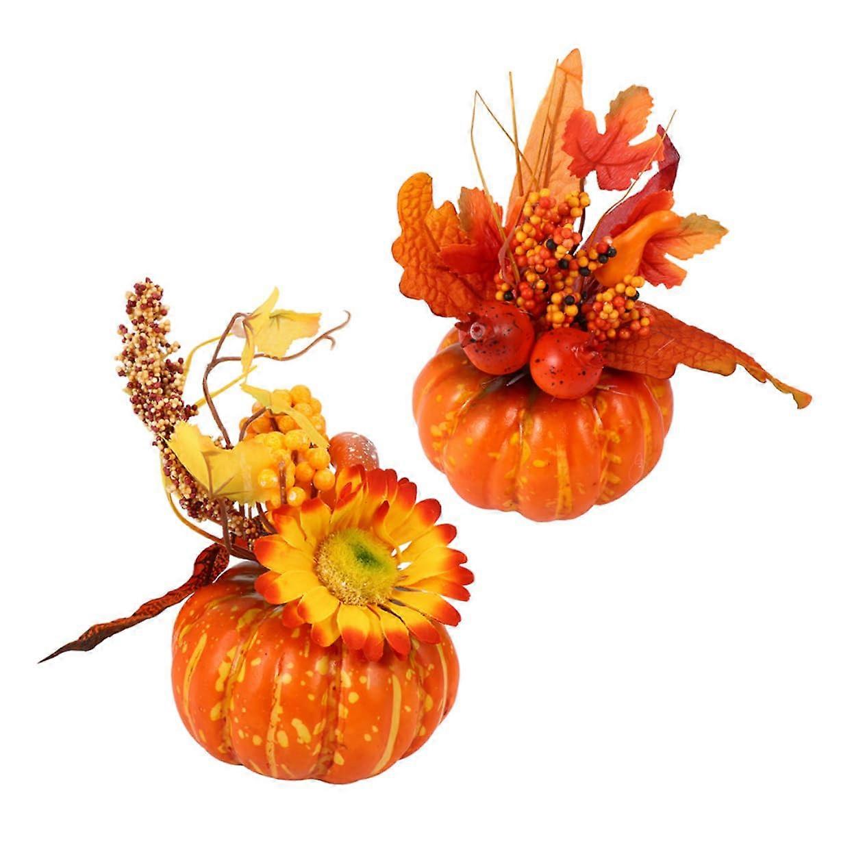 2 pieces artificial pumpkin decoration for Halloween and autumn durable photo props for celebrations and creative occasions