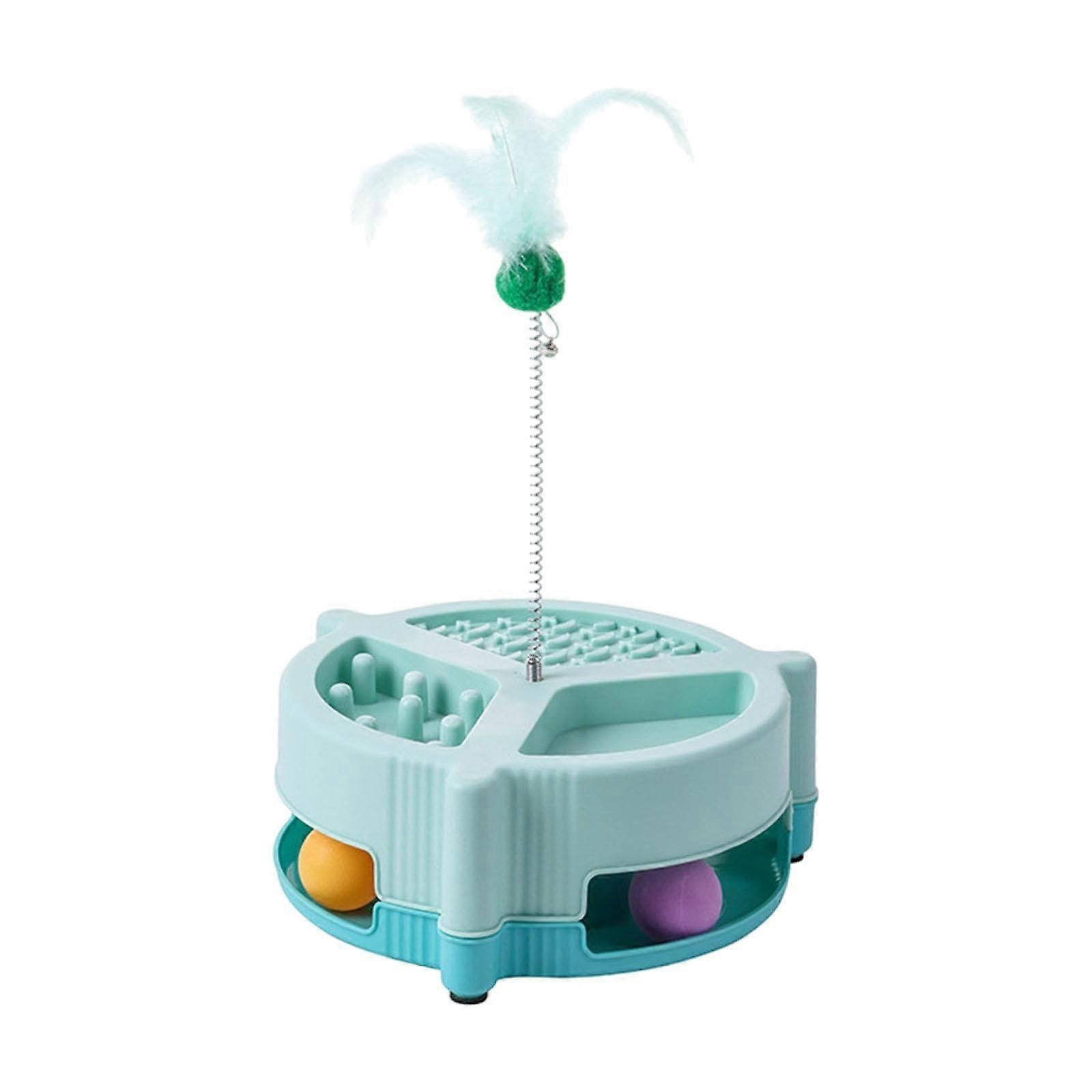Cat Toy Ball Track for Kittens - Green Interactive Exercise Trainer with Turntable Features for Playtime and Hunting Skills
