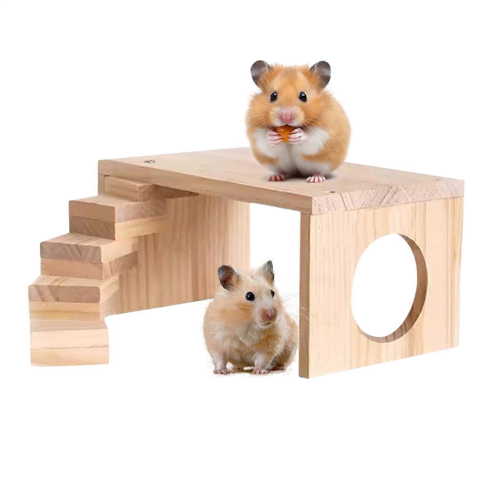 Levels for rodent cages, wooden playground for rodents, chewproof activity toy for small animals such as dwarf hamsters, guinea pigs and chinchillas.