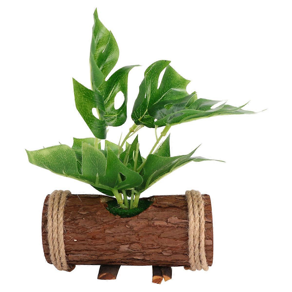Low Maintenance Artificial Bonsai Green Plastic Potted Miniature Landscape Home Bonsai 1Pc