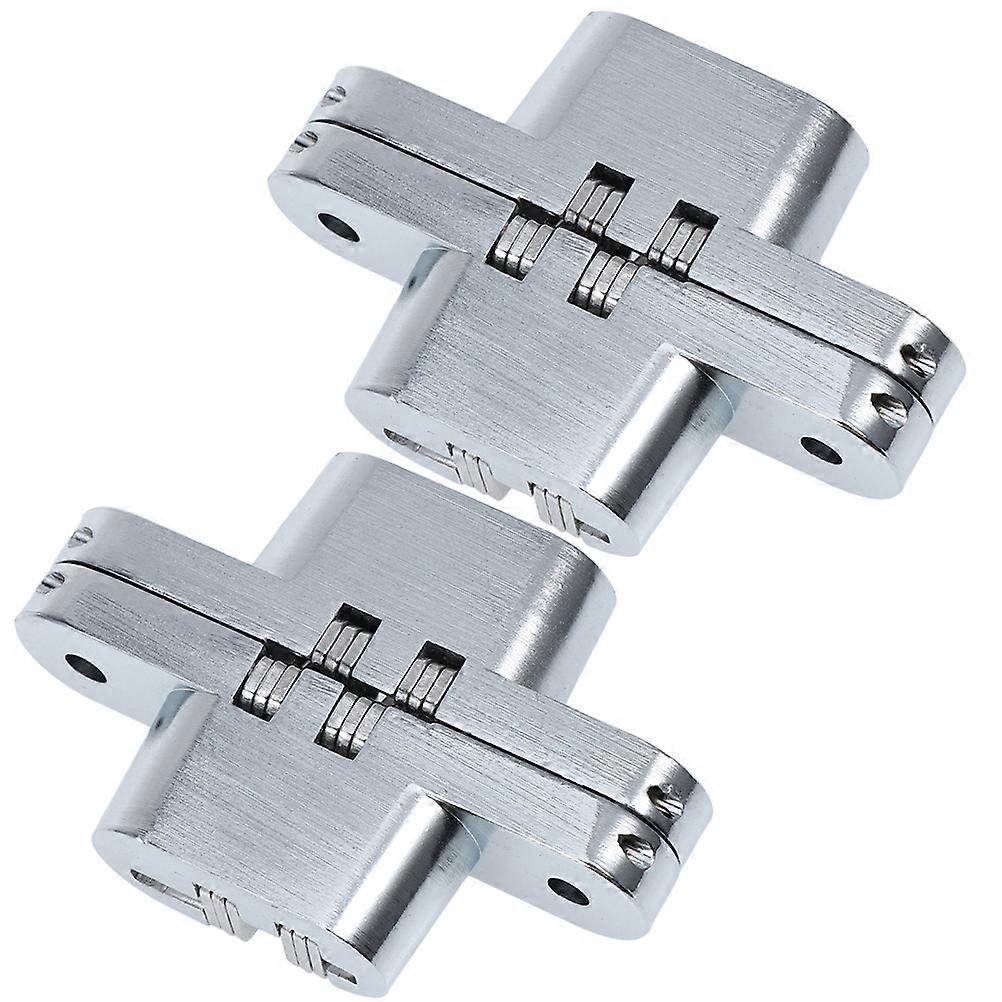 Door Hinge 304 Stainless Steel Cross Concealed Hinge High-Grade Diy Projects Support Silver 7X7cm 2Pcs