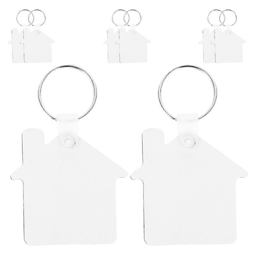 8pcs Blank Keychain Blanks for Sublimation Crafting – House Shaped DIY Key Ring Supplies, Lightweight and Safe Material for