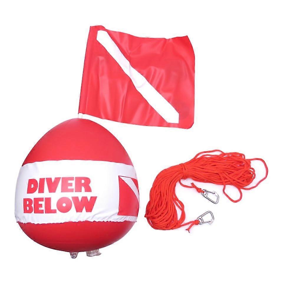 Diver swimming ball, inflatable buoy, float ball and flag with rope, PVC diver ball, buoy ball for swimming and diving equipment