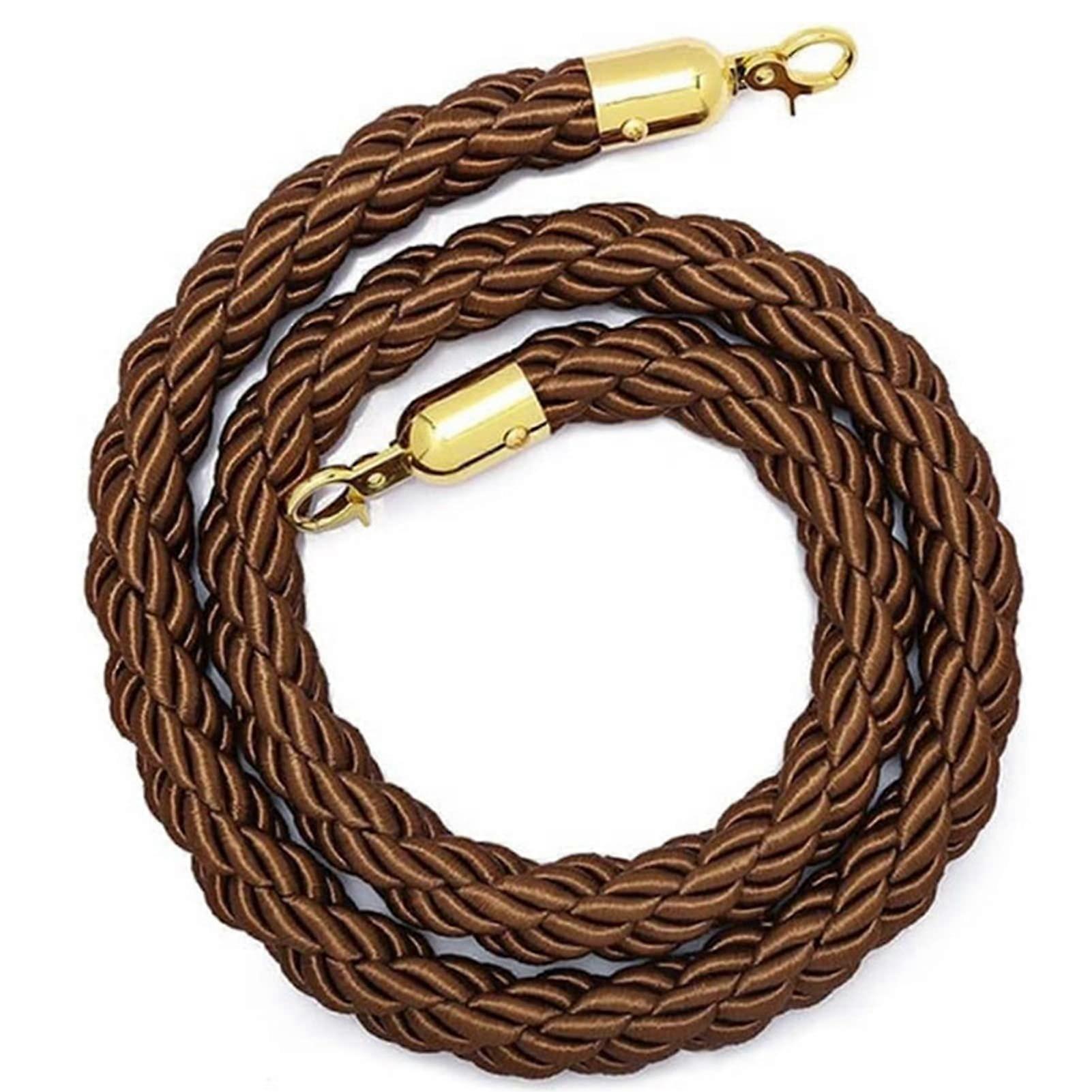 Queue barrier rope, goldcolored, for queue dividers, braided/twisted hemp rope, safety barrier Ref: 2309
