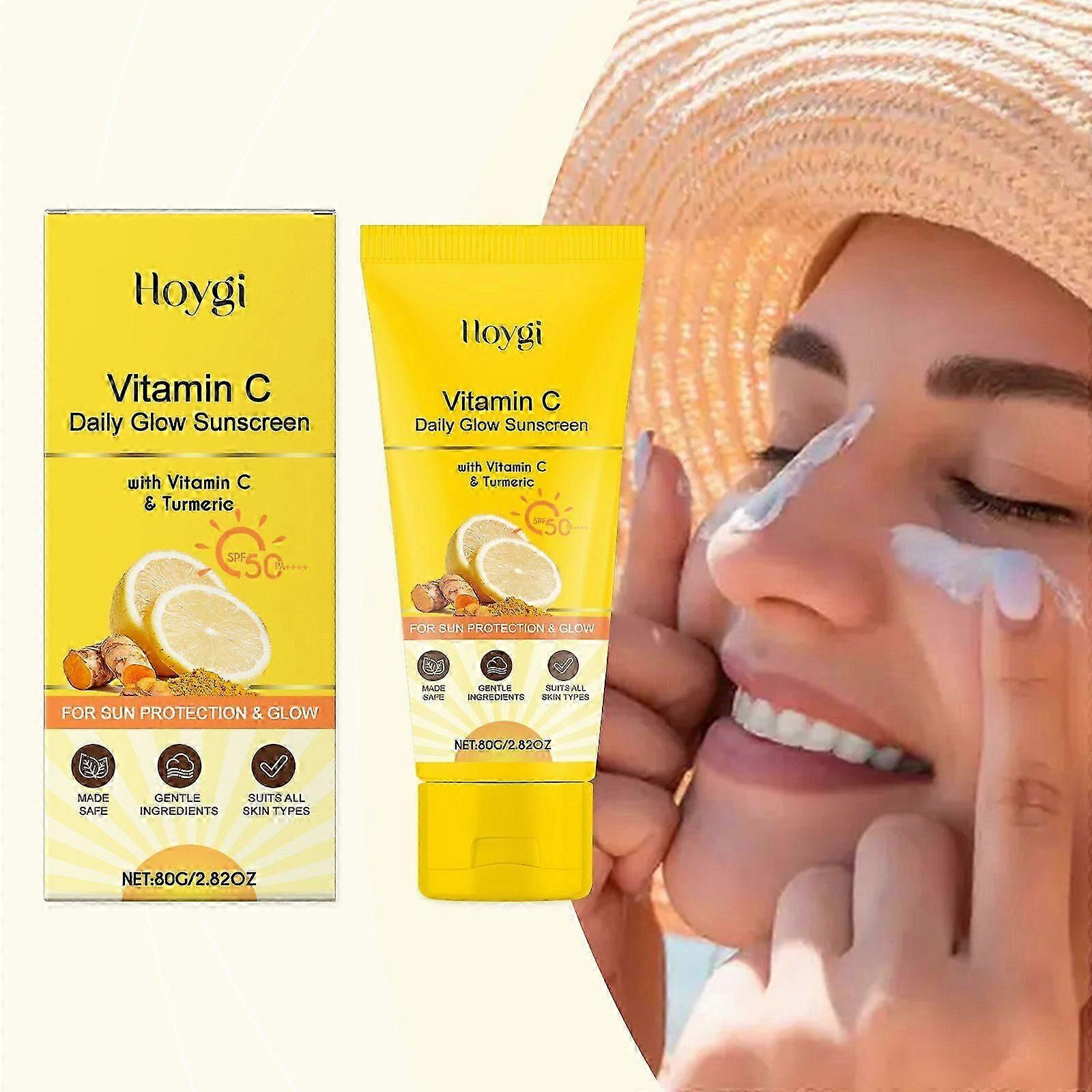 Vitamin C Sunscreen for Face, Face Sunscreen SPF 50 PA++++, Hydrating Face Sunscreen Moisturizer with Turmeric Root Extract, Non Greasy