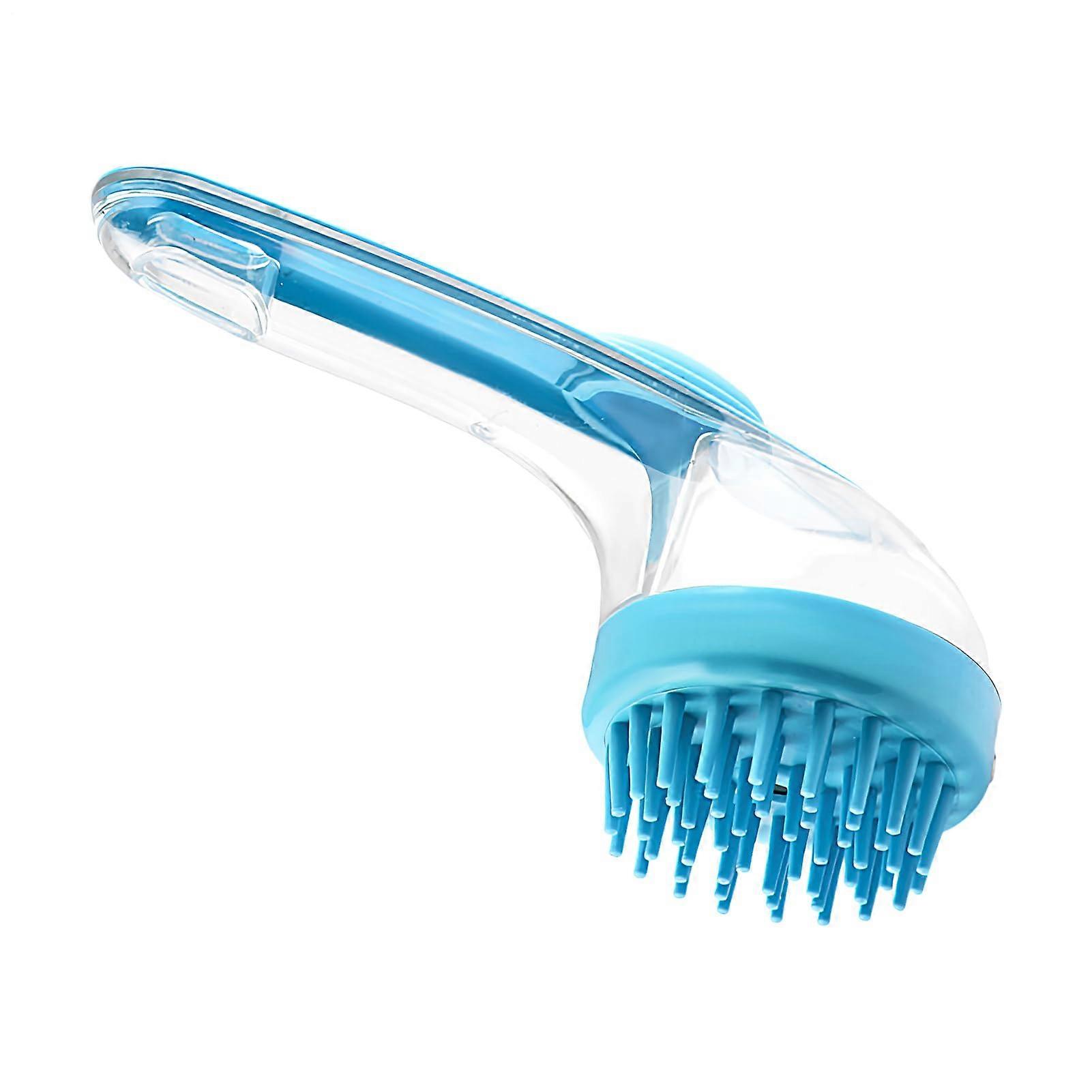 Dog washing brush with shampoo dispenser for pets reusable silicone bristle brush for puppies kittens blue