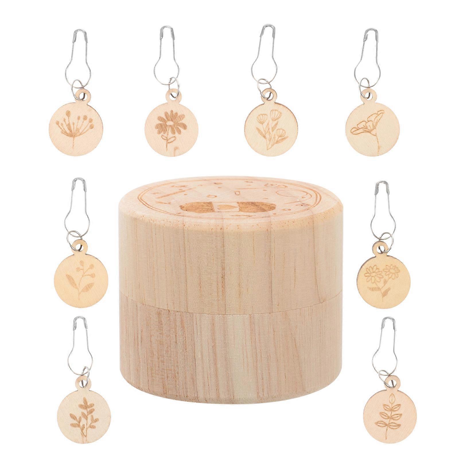 Stitch Marker Rings Carved Wood Knitting Markers For Knitting Tools 2.2x2.2x1.8in 1Set
