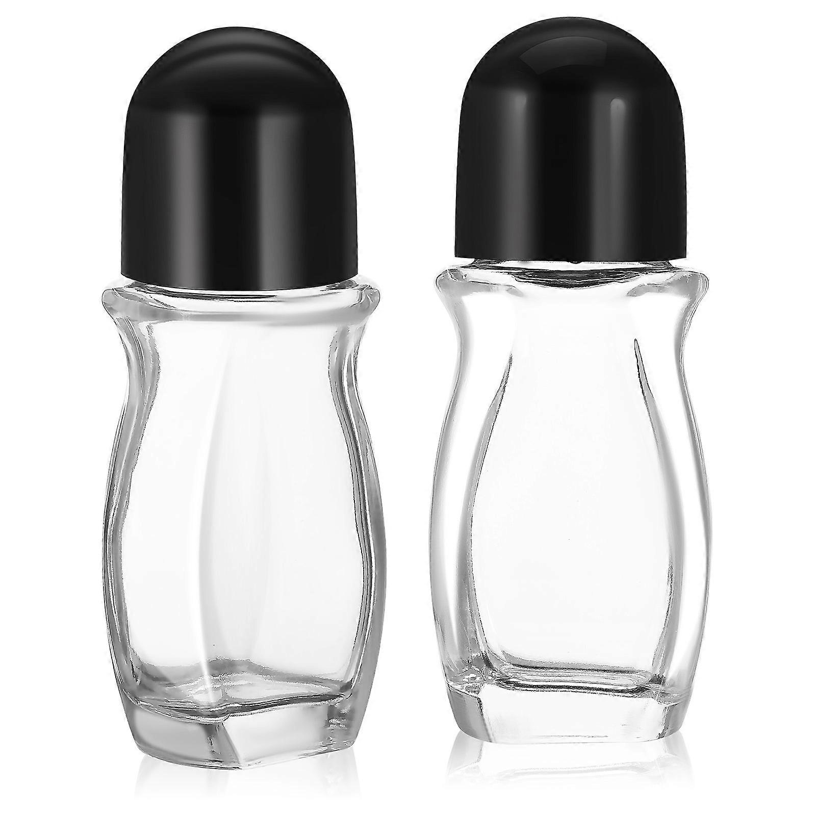 Roller Ball Container Glass Bottle for Perfume Holding 2Pcs Transparent