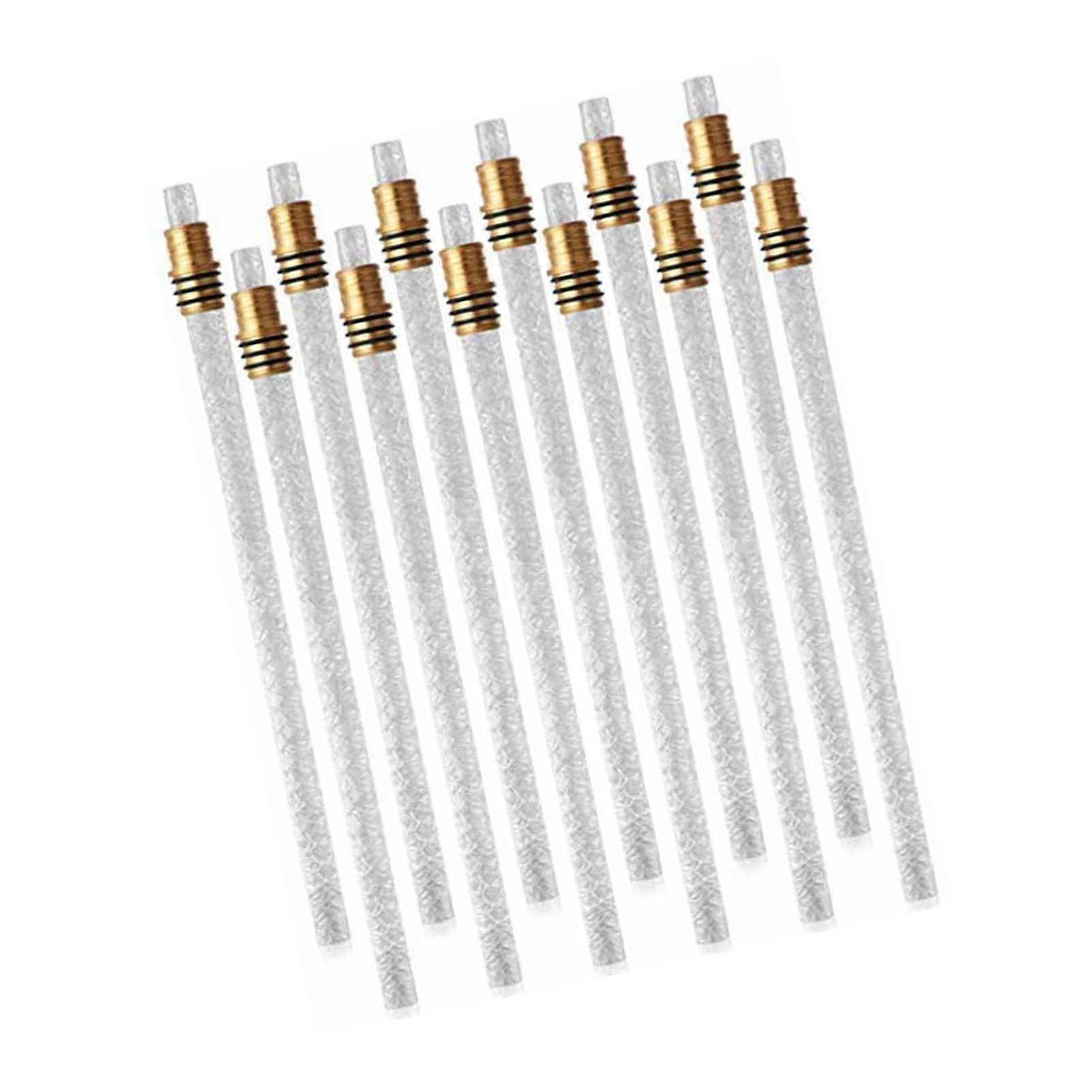 Wine Bottle Torch Wicks - 10 Fiberglass Replacement Wicks with Brass Holders for DIY Outdoor Patio Oil Lamp Decor