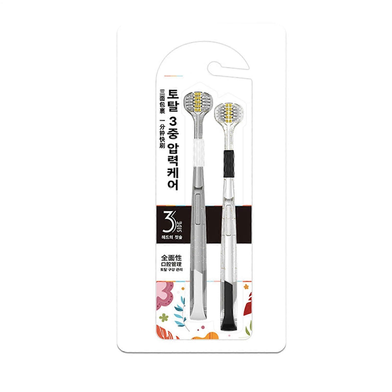 Three-Sided Toothbrush Deep Cleaning Brush Head Multi-Angle Head Cleaner Ergonomic Handle Full Coverage For Home Travel