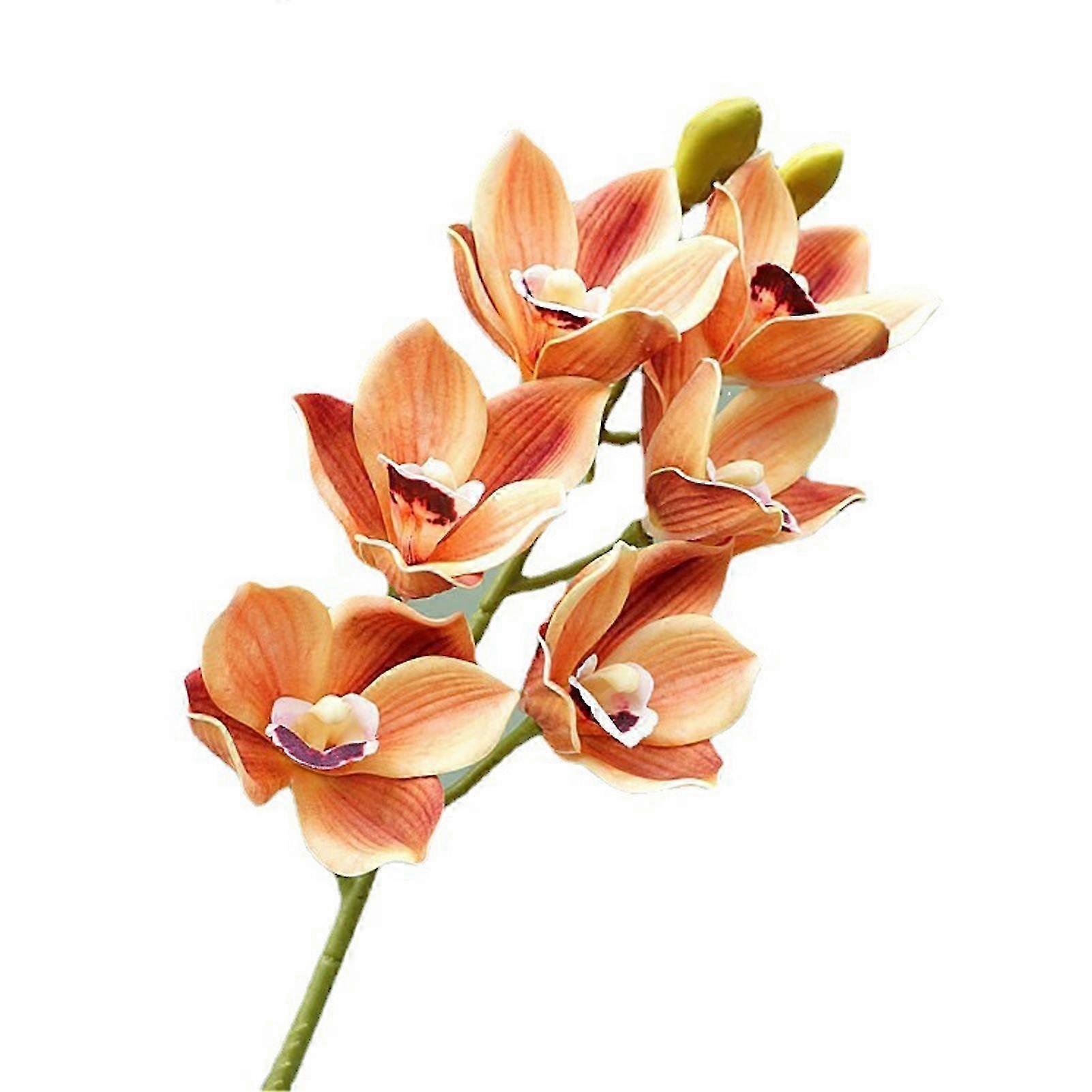 Decorative Artificial Cymbidium Flower - Orange, Realistic Home Decor