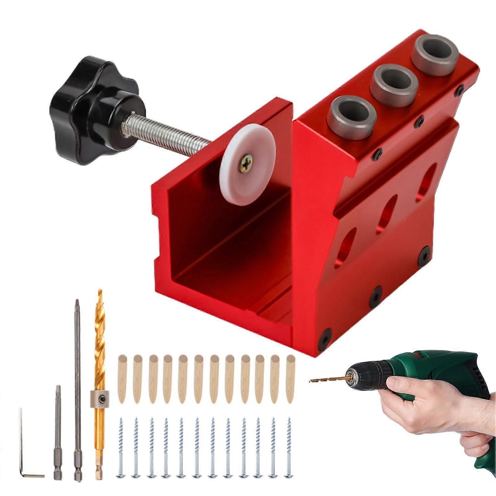 Pocket hole jig system  Angle locator for carpentry work  Adjustable compact saw drill guide for woodworking and faux furniture making