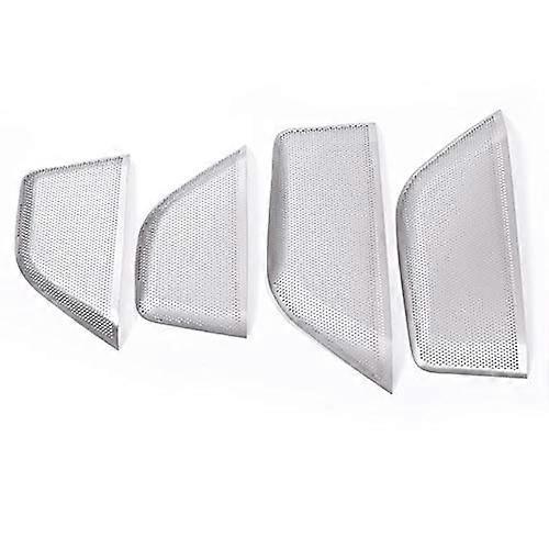 Silver Door Audio Speaker Tweeter Net Frame Cover Trim Interior Decoration Set for 2016-2019 Models - 4 Pieces