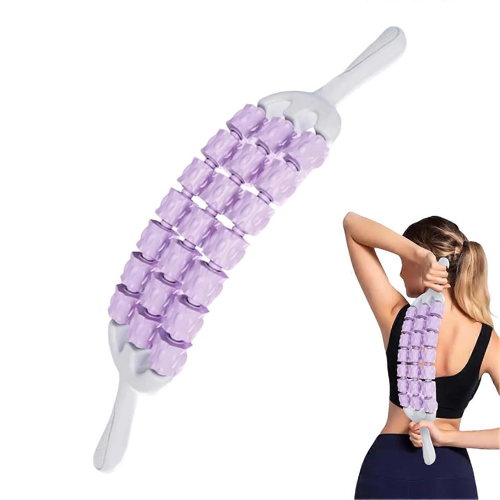 Foam Roller For Muscles ThreeRow Deep Tissue Relaxation Tool Purple