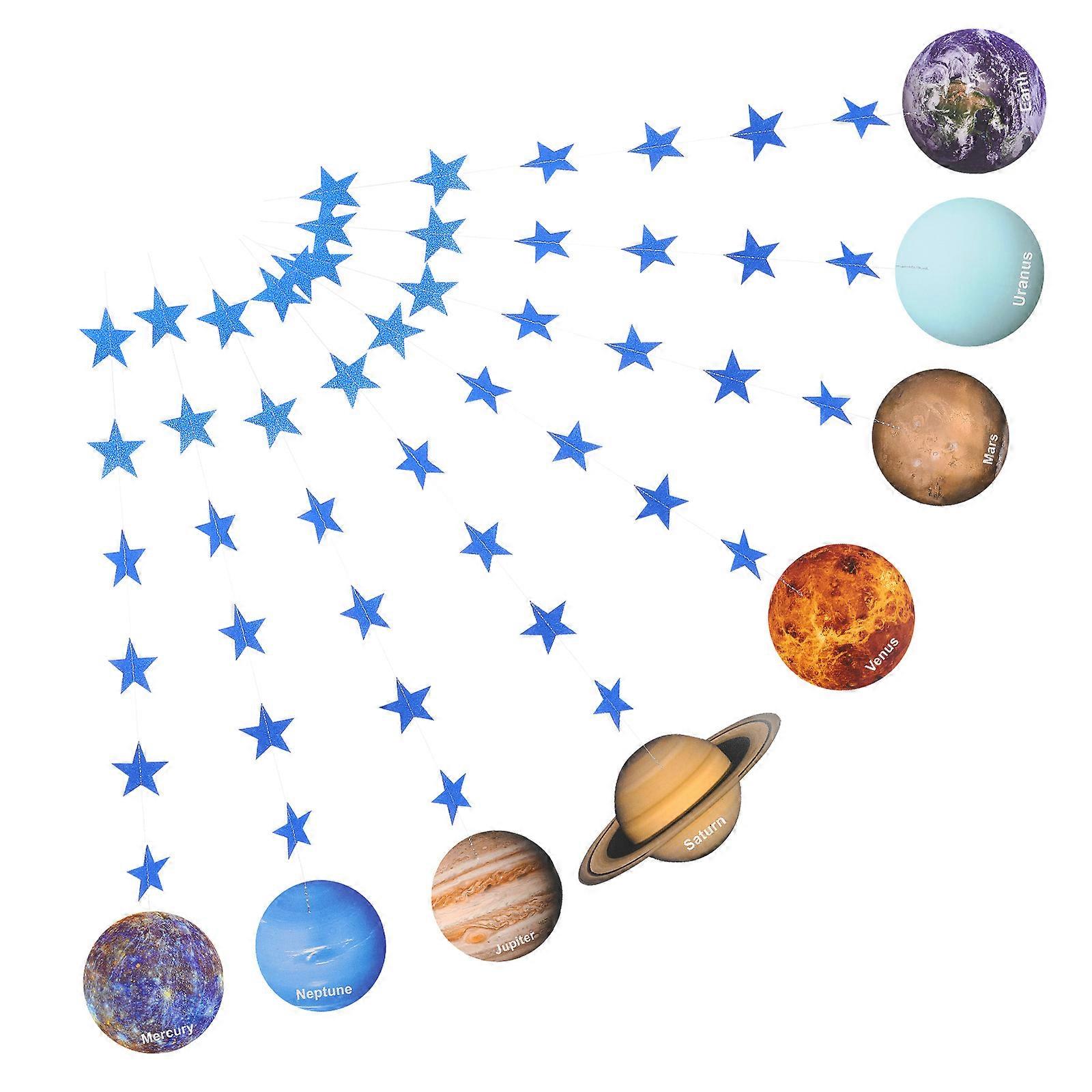 Eight Planet Garland Hanging Decorations for Solar System Party 1Set Paper