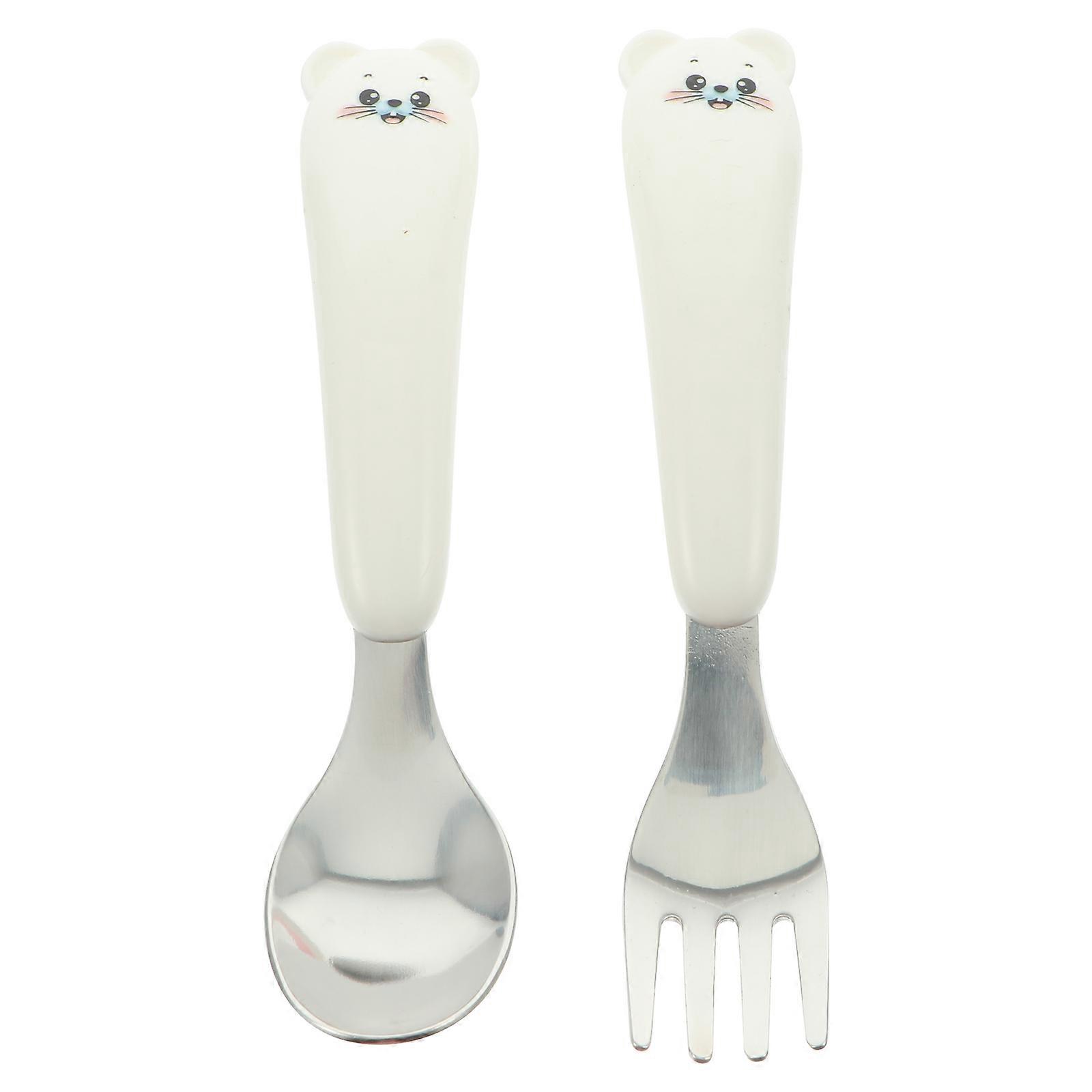 Kids Utensil Set Spoon Fork Childrens Tableware Mealtime Infants Ergonomic Design EasyToClean 14x3.3x1.5cm 1Set