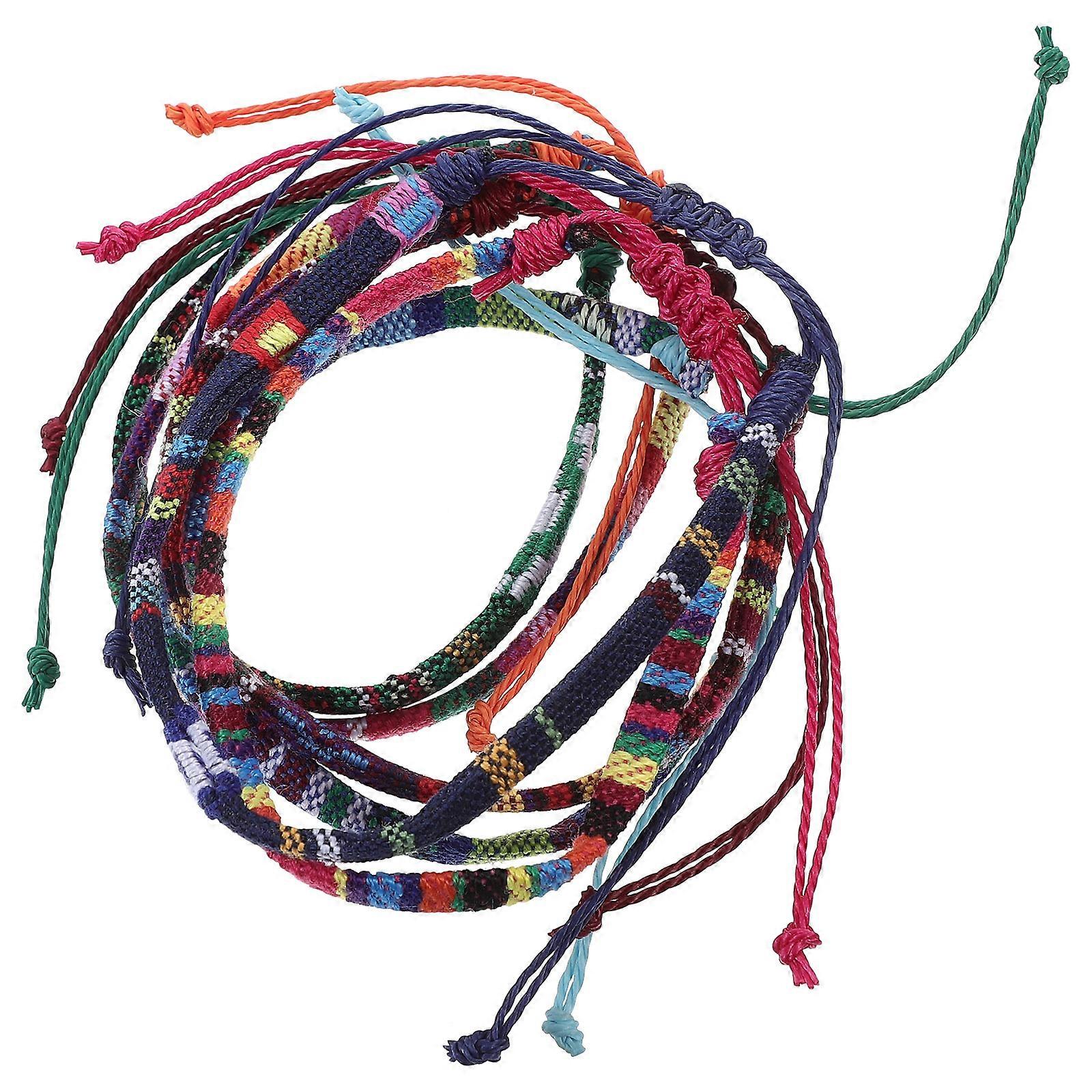 a polished product description based on your input:

 

**6pcs Bohemian Woven Bracelets for Women – Handmade Braided Beach Wristbands, String Jewelry