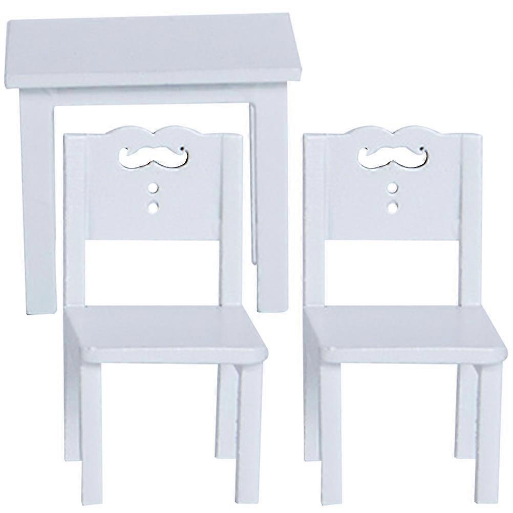 Miniature Dollhouse Furniture Set White Tiny Table & Chair Model for Micro Landscape, Safe Smooth Surface, Lightweight Mini House Decoration