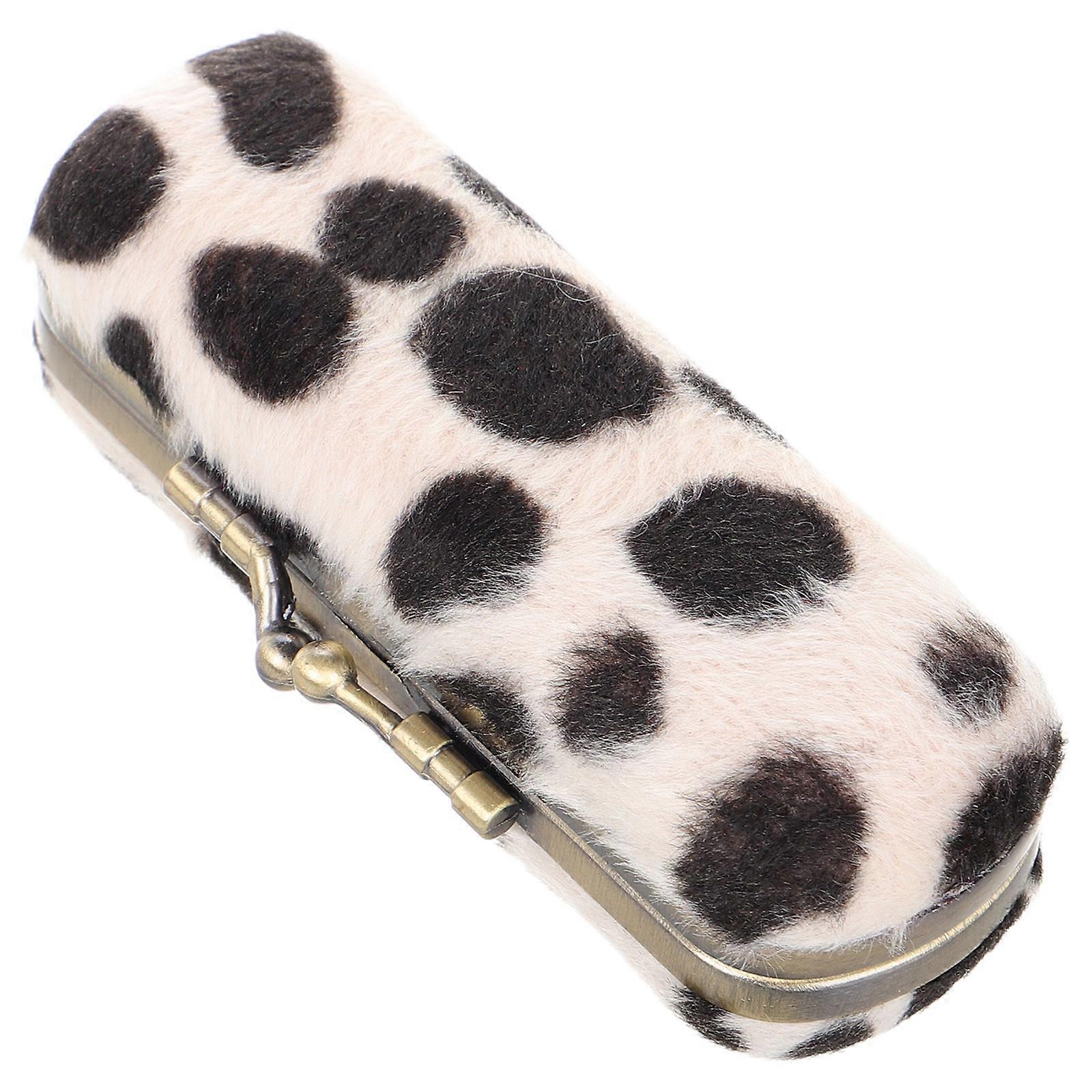 Vintage Lipstick Case With Mirror For Women Makeup Organization Leopard Portable Storage 9.50X3.50X3.00CM 1Pack