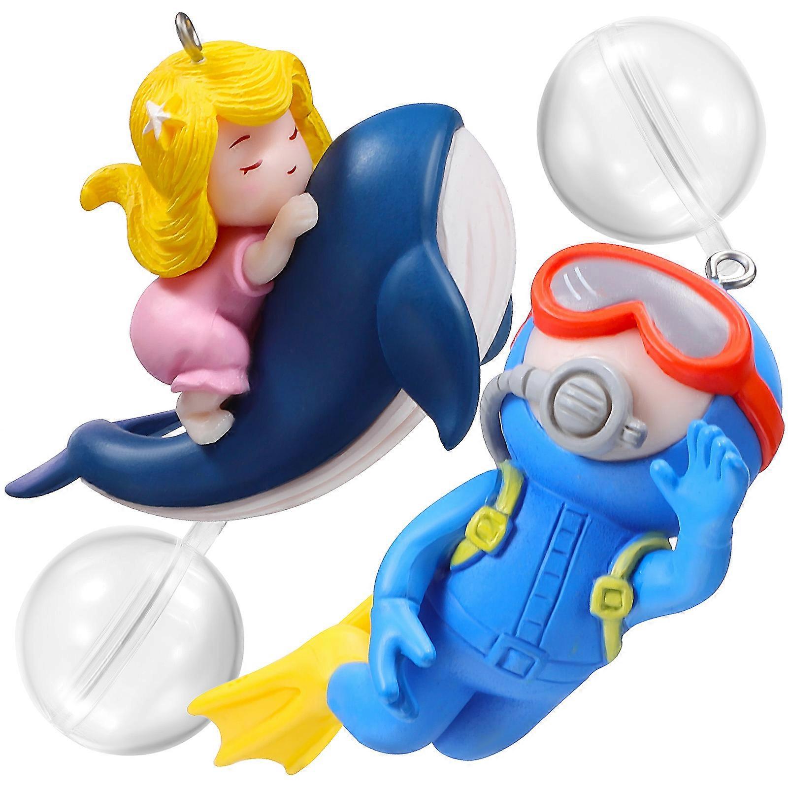 2 Pcs Aquarium Decorations Floating Diver Ornament Fish Tank Decor