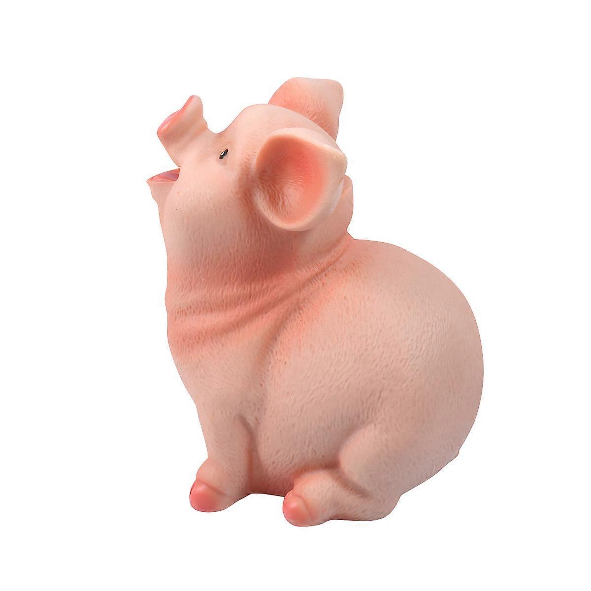 Pig Shaped Coin Bank Adorable Pig Resin Craft Saving Pot Desktop Decor Khaki S Size 1Pack