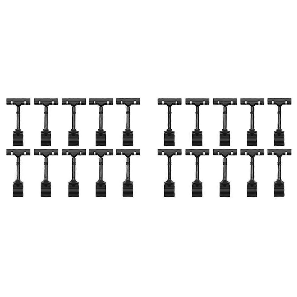 20PCS Adjustable Plastic Sign Holder,Clip-on Style Double Head Display Clips Rotating Reuse Sign Pri