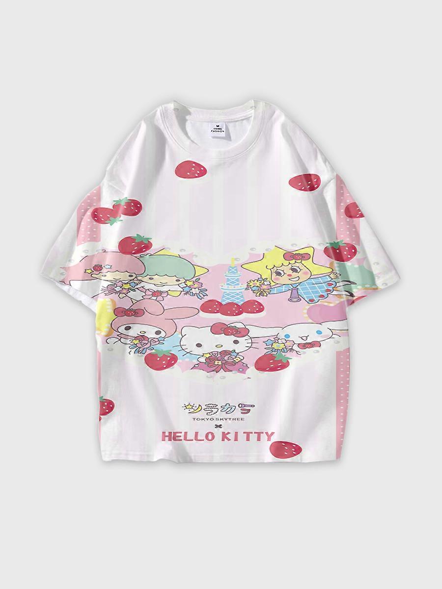 T-shirt round neck Cartoon Pattern loose short sleeve E1577