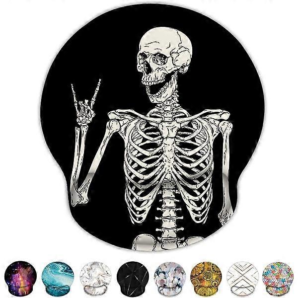 Ergonomic Mouse Pad with Wrist Rest Black Human Skeleton Skull Non-slip Rubber
