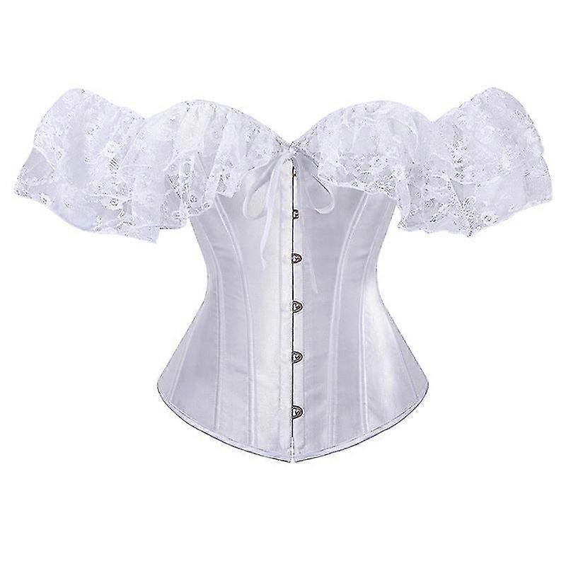 Retro Off-Shoulder Corset Top with Lace Detail and Chest Support, Short Sleeve Corset for Women