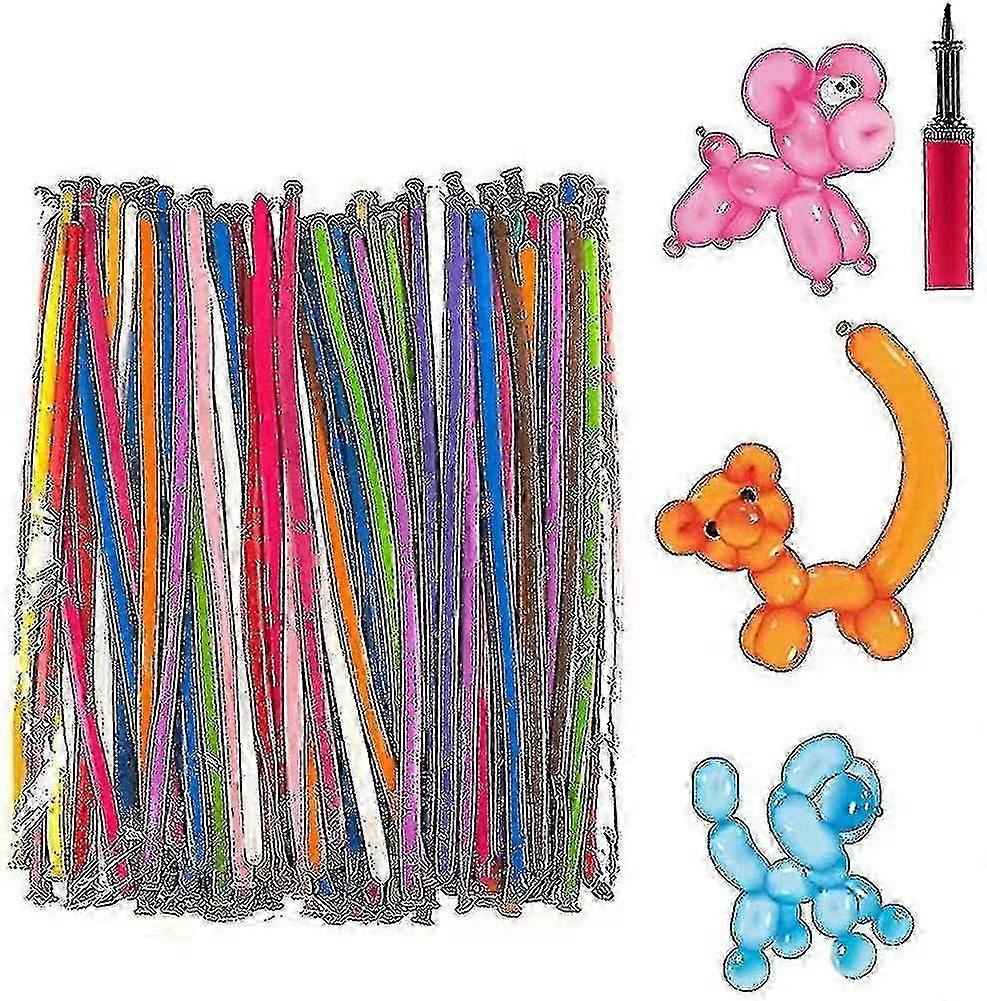 Modeling Balloons With Pump - Magic Multicolor Modeling Balloons Long, One Piece, (100 Count) Color