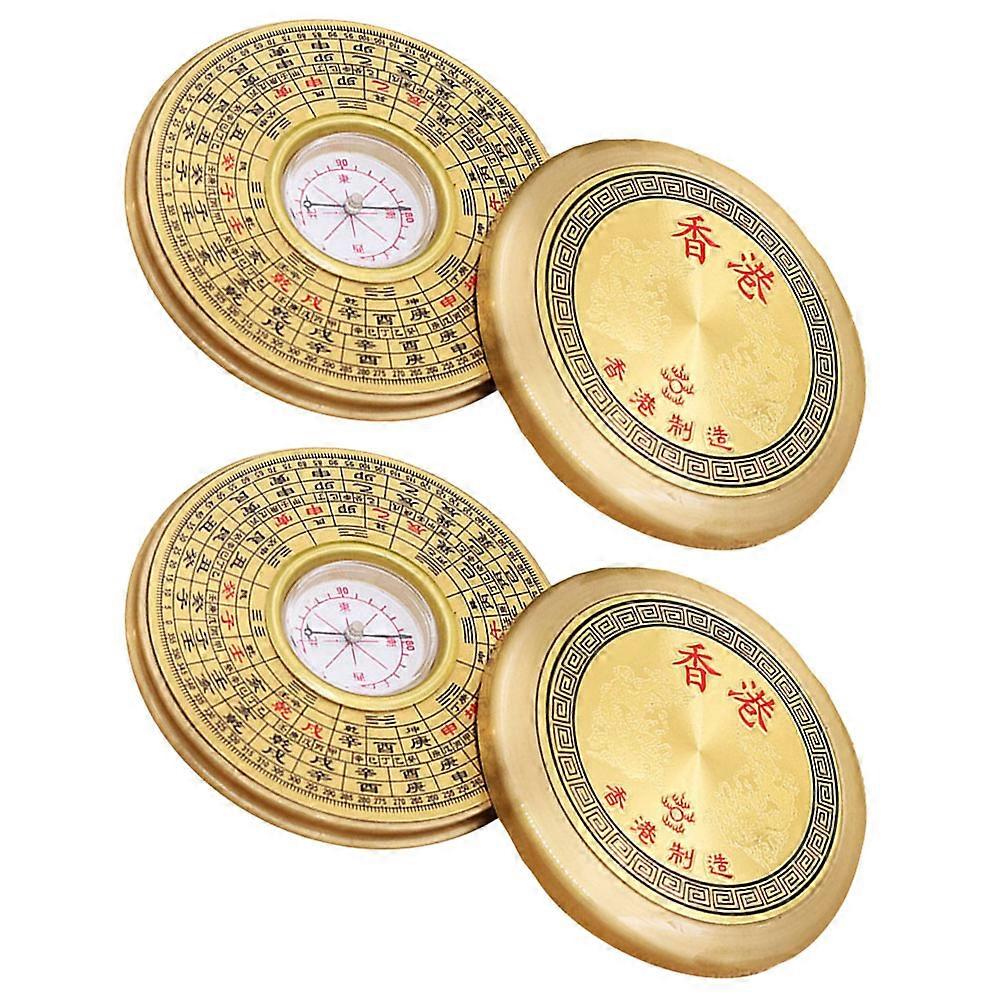 Pocket Sized Compass Outdoor Navigation Tool Round Shape Durable Copper Alloy 2Pcs