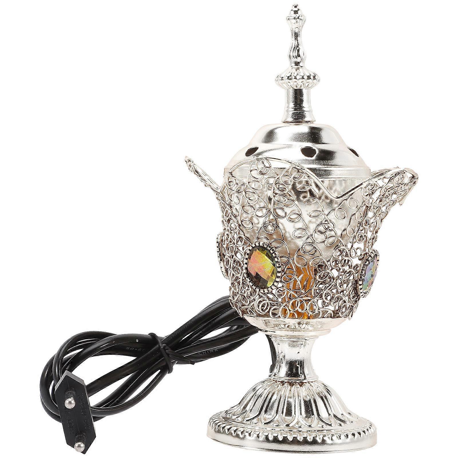 Electric Censer Burner Incense Burning Aromatherapy Church Use Silver Rectangular 1Set