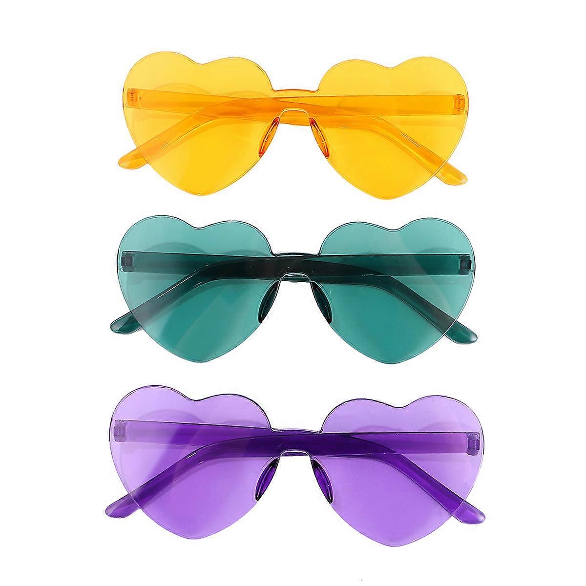 Heart Shaped Eyewear 3Pcs Colorful Glasses For Ladies Daily Use Assorted Color Nose Pad Design