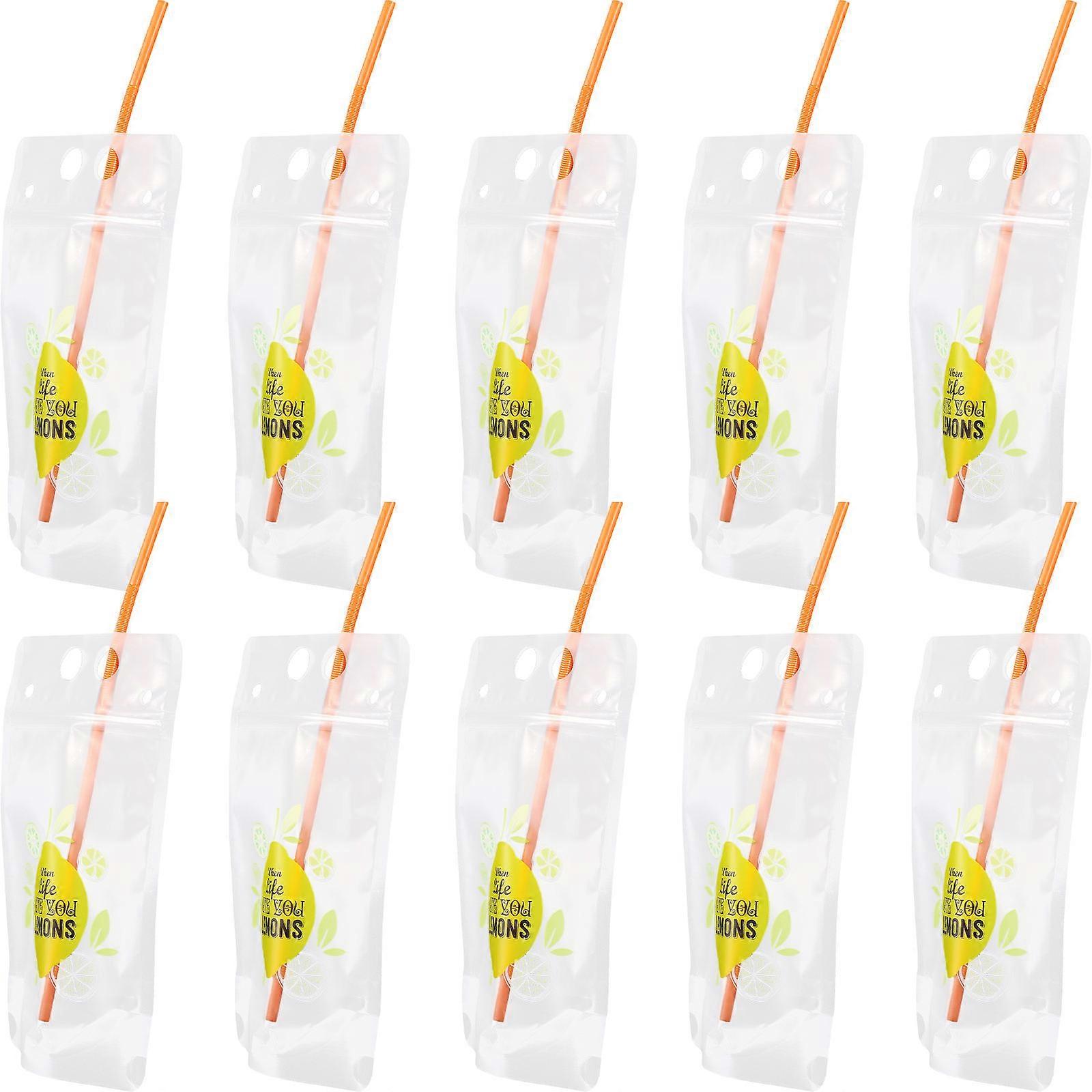 Portable Beverage Storage Bags for Home Use Transparent Plastic with Stand Up Bottom 1 Set